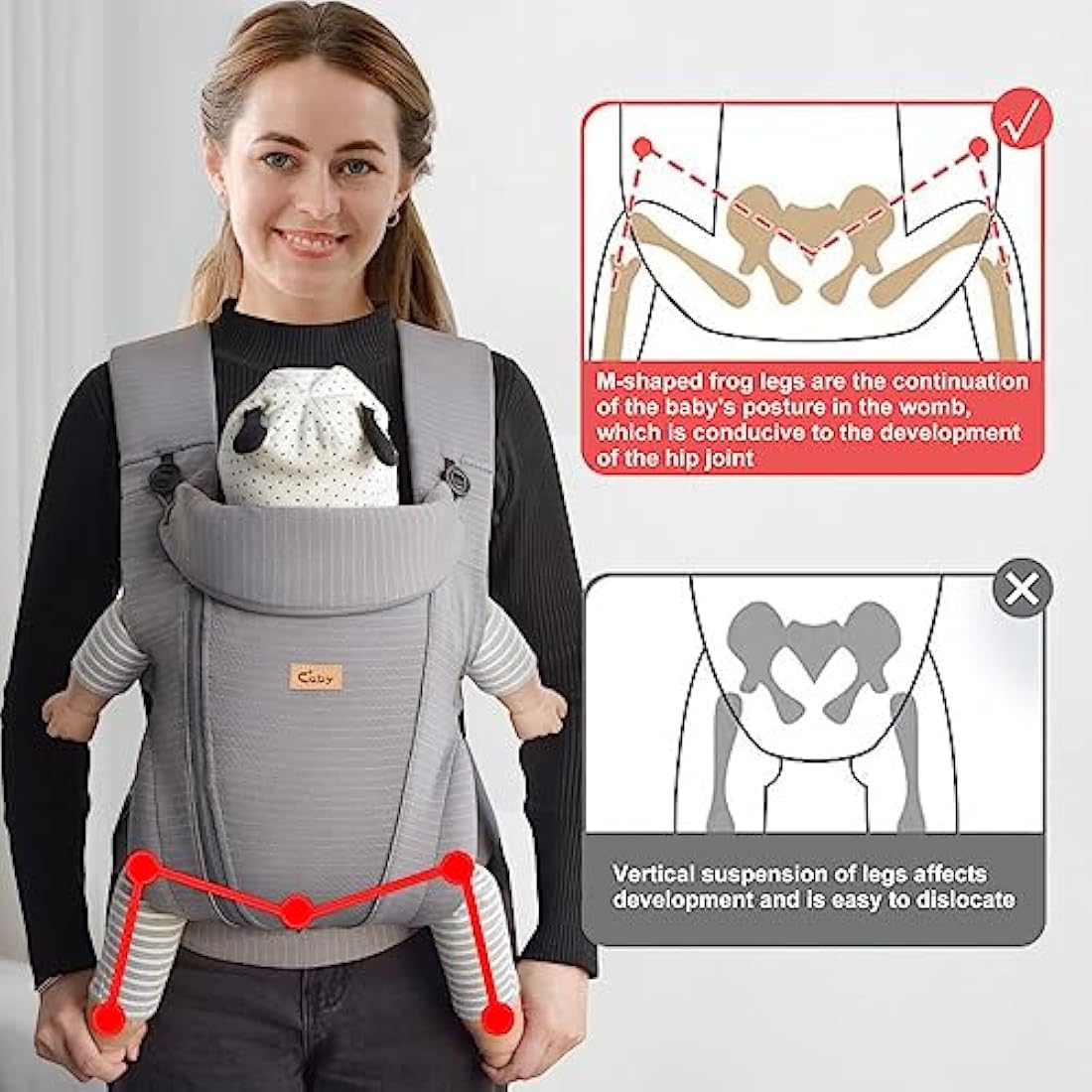 CUBY Front Carriers for Newborn, Summer Breathable Zippers Toddler Wrap Baby Holder Belt,Outdoor Facing & Back Baby Carriers from Newborn, Adjustable Head Neck Support with Head Cover Use up to 30 LBS