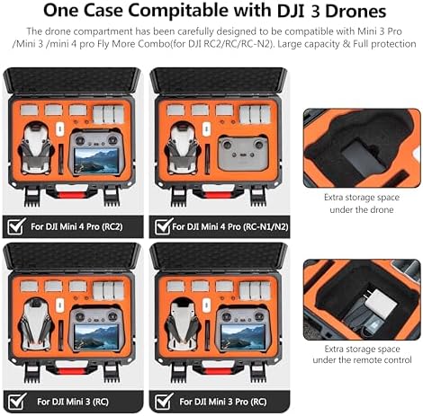 STARTRC Mini 4 Pro Waterproof Hard Case - Secure Carrying Bag for DJI Mini 4 Pro Fly More Combo Drone Accessories - Sturdy and Water-Resistant Storage for DJI RC 2/RC-N2