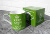 Christmas Mug - KEEP CALM I'VE GOT MISTLETOE - Green & White Fine China Mug Presented In A Gift Box