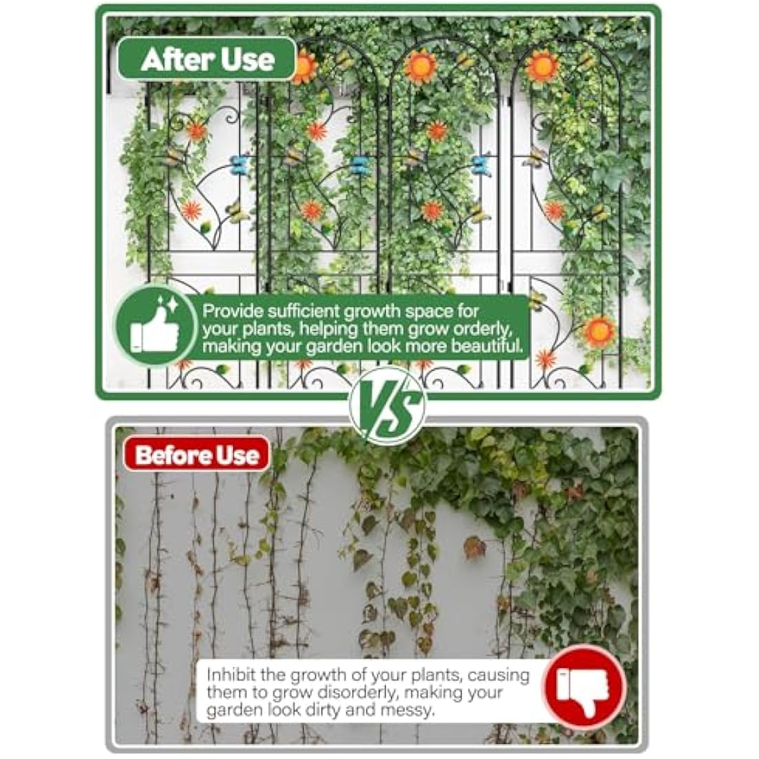 2.2 M Garden Trellis for Climbing Plants, Kalolary 4 Pack Colorful Butterfly Garden Climbing Trellises Frame Rustproof Metal Potted Plant Climbing Support for Backyard Outdoor Flower Vegetable Vines