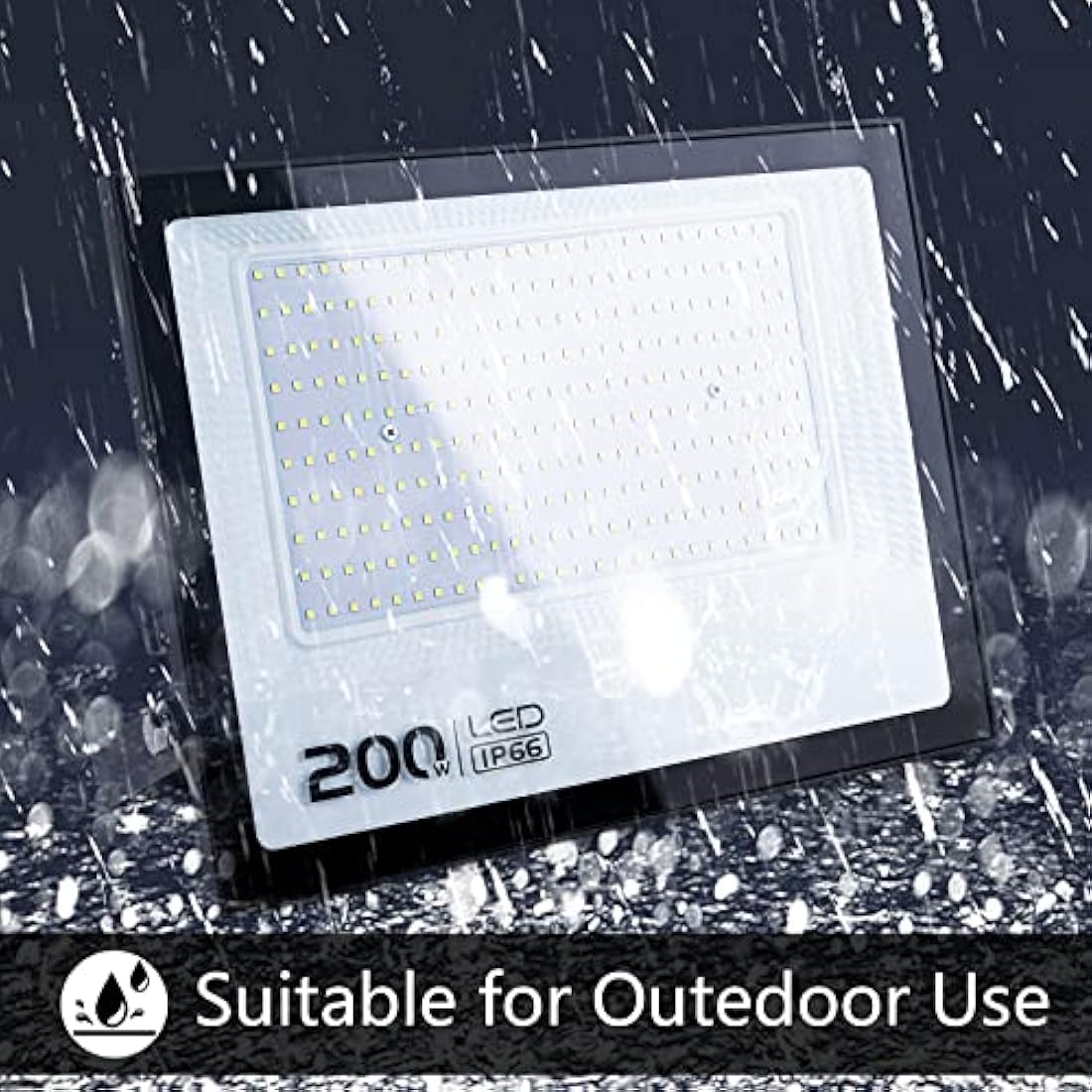 Ubanner 1pack LED Flood Light, Cool White 6000K, IP66 Waterproof Super Bright Work Light, 220V, Outdoor Floodlight for Yard, Garden, Garage, Lawn, Court…