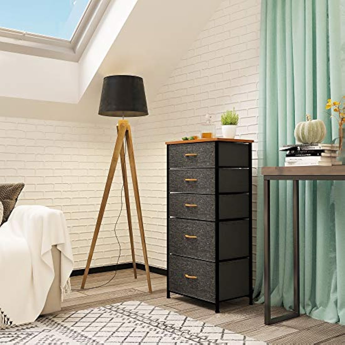 YITAHOME Chest of Drawers, 5-Drawer Storage Organizer Unit for Bedroom Living Room Closet, Sturdy Steel Frame, Easy Pull Fabric Bins & Wooden Top, Fabric Dresser