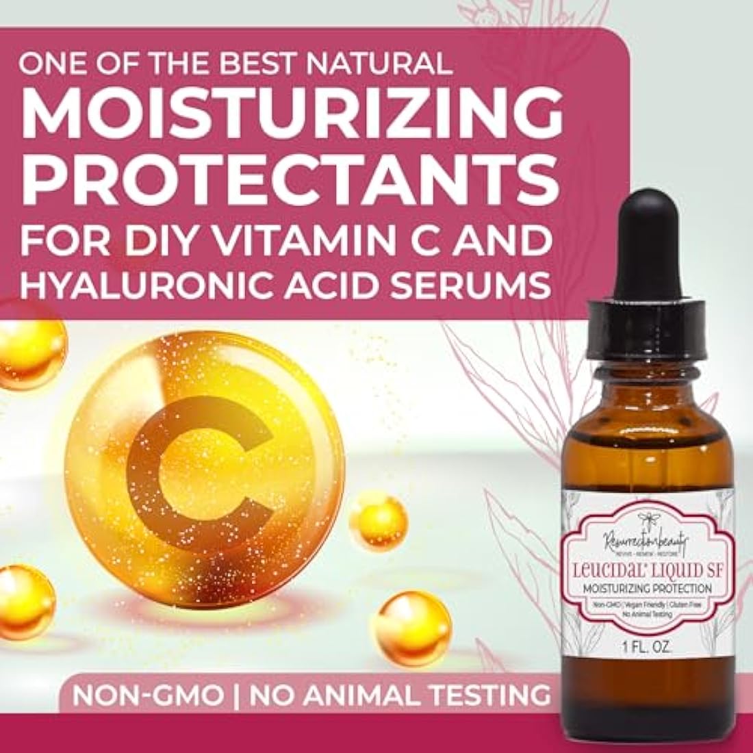 RESURRECTIONbeauty Leucidal Liquid SF Natural Moisturizing Antimicrobial Ingredient for Homemade Hyaluronic Acid Serums and Other Cosmetics 1 oz.