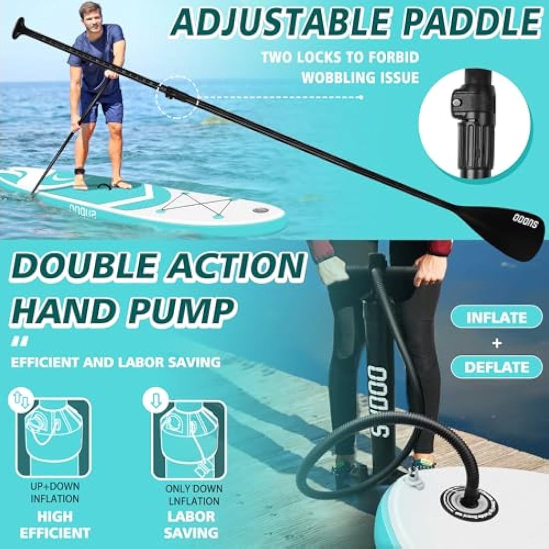 NO. 32 Inflatable Stand Up Paddle Board 10'x30"x6" Ultra-Light Inflatable Board | SUP Board Set Included Inflatable Paddle Board/Adj Paddle/Pump/Backpack/3 Fins/Leash/Non-Slip Deckpad/Repair Kit