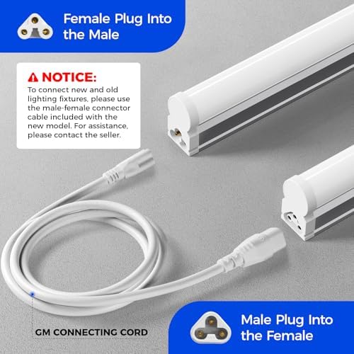 Barrina Led Batten Light 4ft, 8 Packs, T5 Led Tube Lights, 2200lm 6500K Super Bright White LED Garage Lighting, Wall and Ceiling Batten Lights, 20W