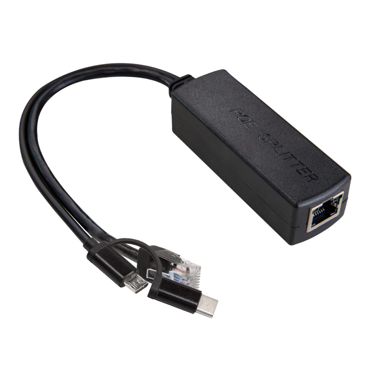 UCTRONICS Gigabit PoE Splitter 5V 3A, 2-in-1 PoE to USB C/Micro USB Adapter, IEEE 802.3af/at Compliant 10/100/1000Mbps for Raspberry Pi 3/4