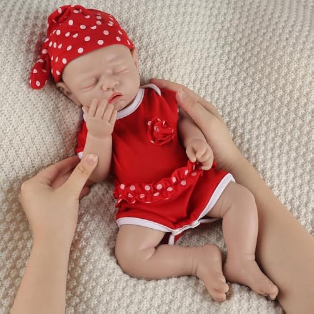 IVITA Full Body Silicone Reborn Baby Doll Newborn Baby Doll Open Mouth Girl (-14inch)