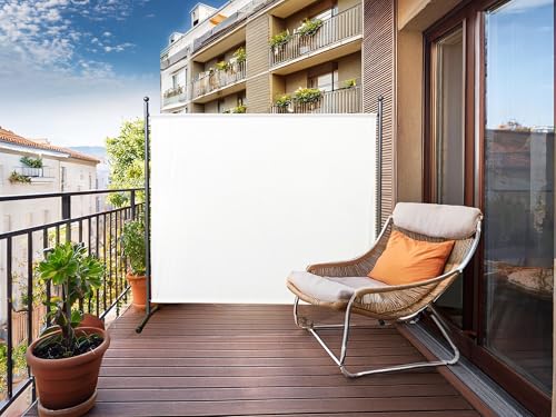 QUICK STAR Paravent 180 x 178 cm Fabric Room Devider Garden Partition Wall Balcony Privacy Screen White