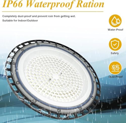 TAUDUDE 4Pack 100W LED High Bay Garage Light (Eqv. 400W MH/HPS) 14000lm Shop With Cable IP66 Waterproof UFO LED Work for Barn Workshop Warehouse Factory Fixtures