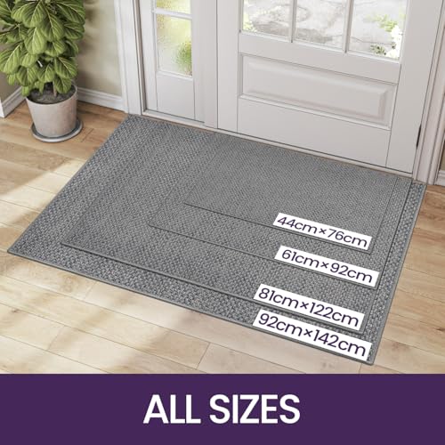 DEXI Door Matts Indoor 92 x 142 cm, Dirt Trapper Doormats Inside with Non Slip Rubber Backing, Low Profile Absorbent Entrance Mat for Muddy Shoes and