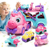 Lehoo Castle Toddler Toys for 1 2 3 Year Old Girls, Unicorn Gifts for Girls, 2 Year Old Cars Toys for kids, Birthday Gifts Carrier Truck with Light & Music