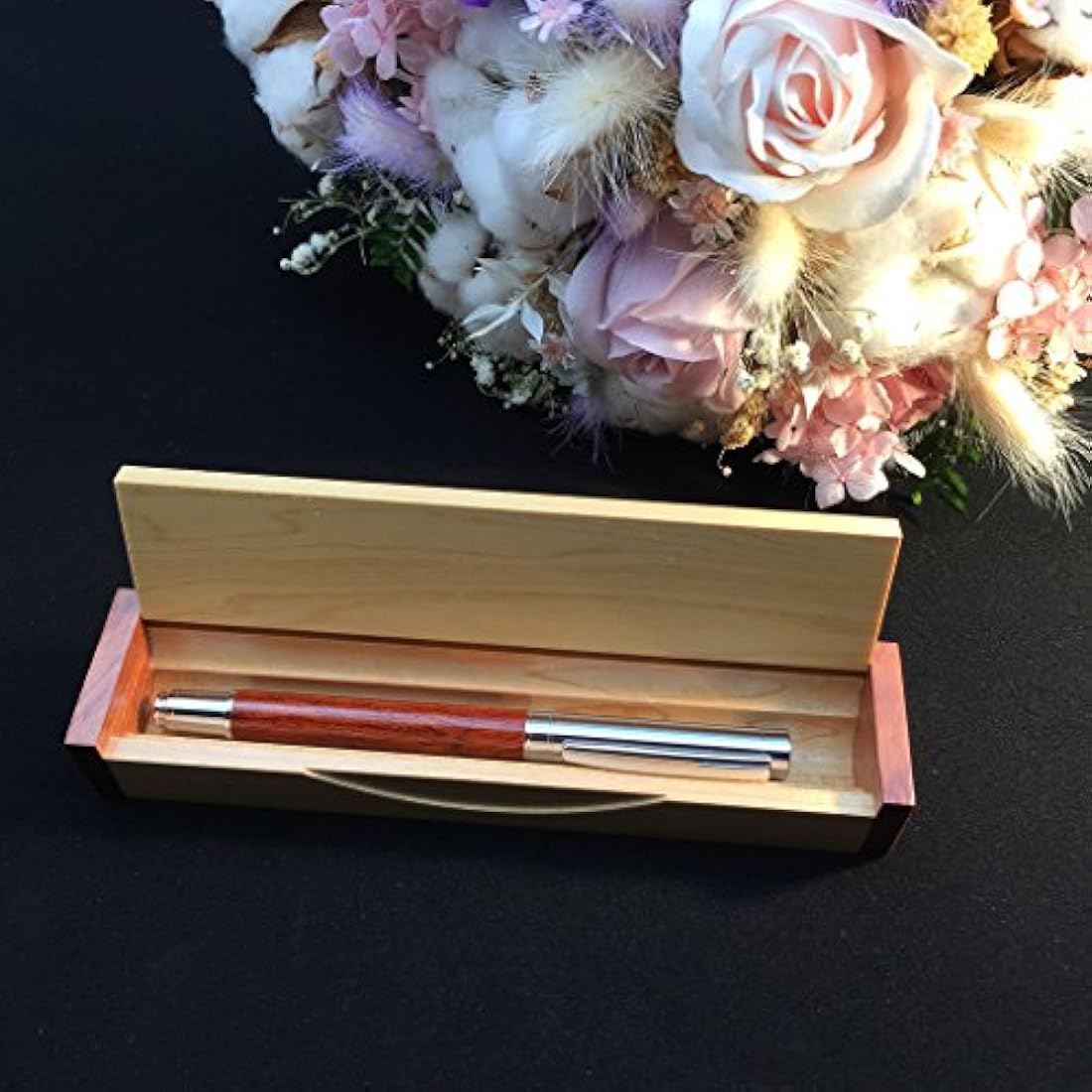 LACHIEVA Luxury Rosewood Fountain Pen with Elegant Wood Box Pack Germany Schmidt"FINE" Size Nib- Perfect for Gifts