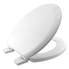 BEMIS Chicago Ultra-Fix White Toilet Seat. Wooden Toilet Seat with Water Based Paint for Easy Clean. Adjustable Plastic Hinges, Universal & Easy