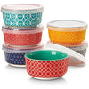 DOWAN 176 ml Dipping Bowls Set of 6, 9 cm Diameter Porcelain Ramekins with Lids for Creme Brulee, Condiment, Olives, Nuts, Souffle Dishes, Oven Safe, Colourful