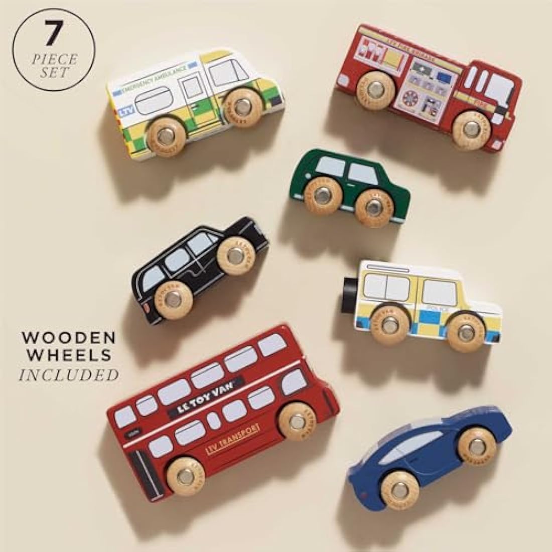 Le Toy Van - Iconic Wooden London Themed Toy Car Play Set - Set 7 Pieces | Play Vehicle Role Play Toys - Suitable For 2 Year Old +
