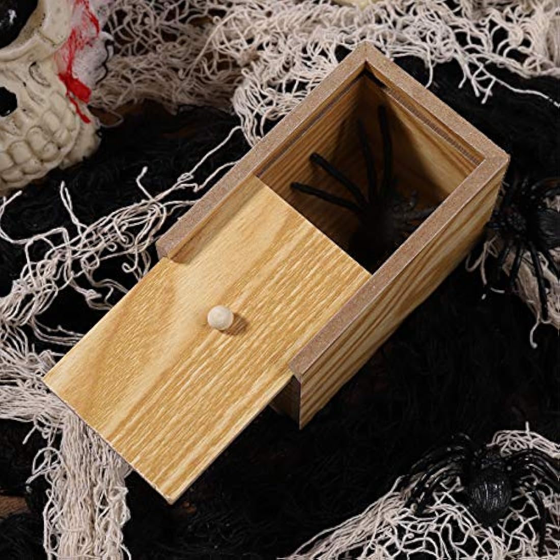 Toyvian Spider - Funny Wooden Box Toy Prank Surprise Practical Joke Toy