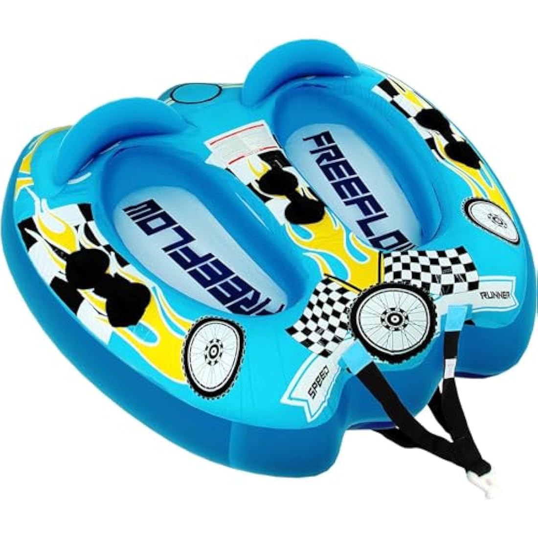 SereneLife Water Sports Inflatable Towing Hose Booster Tube, Water Towing Raft, Inflatable Towboats/Hoses/Towable with Double Seats, PVC Bubble, Foam Padding, Nylon Handles, blue