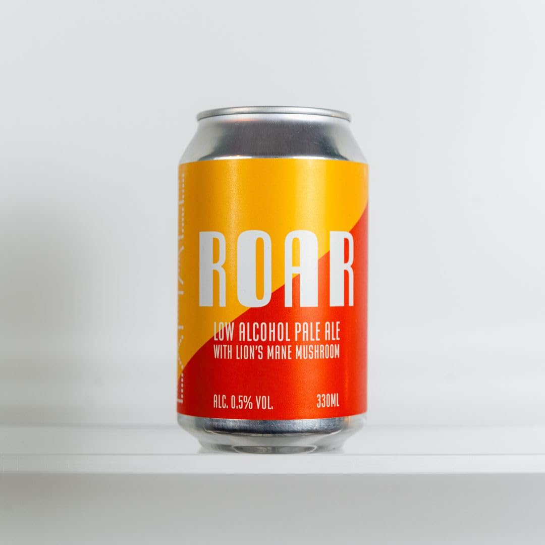 Exhale - Roar - Alcohol-Free IPA with Lion's Mane Mushroom - De-Alcoholised to 0.5% ABV, 330ml x 12, Gluten-Free, Vegan, Non-Alcoholic Beer For
