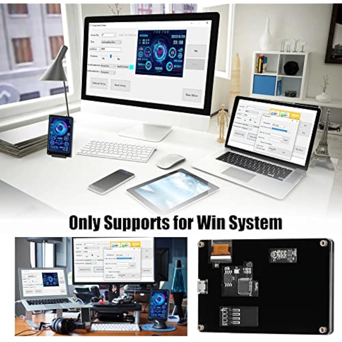 Goshyda PC CPU Data Monitor, 5in IPS USB Mini Screen Computer Sensor Panel Display Temperature Monitor for AIDA64 PC CPU RAM Data Monitor, Only Support for Windows System