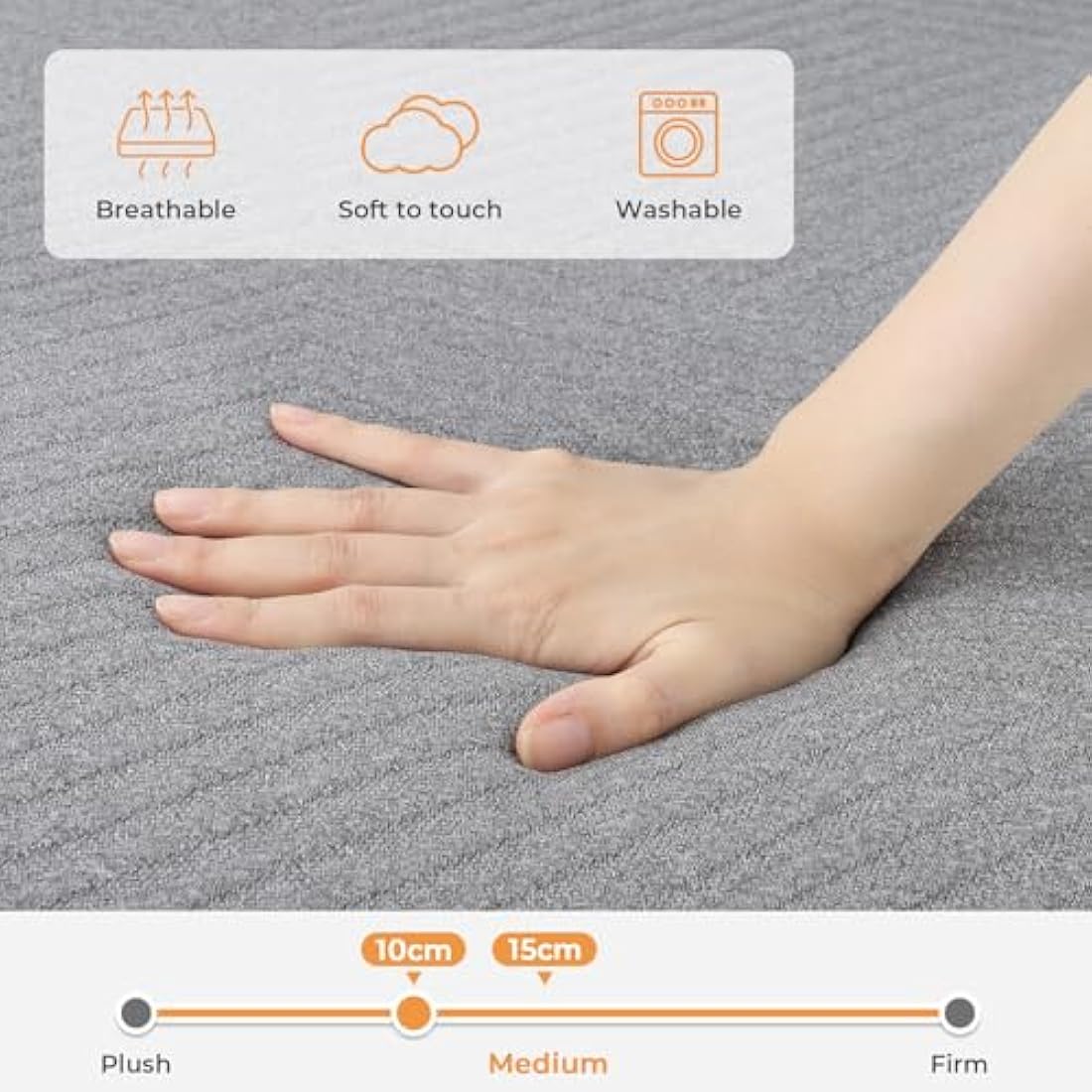 Vesgantti Folding Mattress Single Size 90x190cm, 10CM Gel Memory Foam Foldable Mattress Tri-fold for Travel, Camping, Guest Bed - Grey, CertiPUR-US Certified