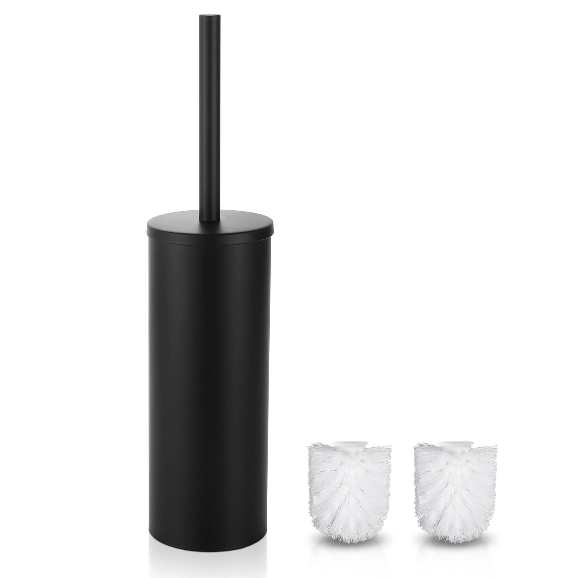 Gricol Stainless Steel Toilet Brush & Holder Free Standing Toilet Brush Matt Black including 2 Brush Heads
