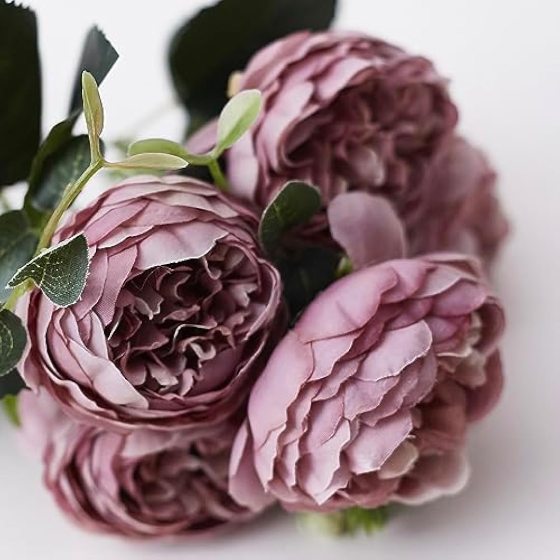 The Baked Studio - Silk Peony and Tea Rose Artificial Bouquet 9 Heads Realistic Fake Plant for DIY Craft Cake Living Room Home Wedding Decoration (Violet)