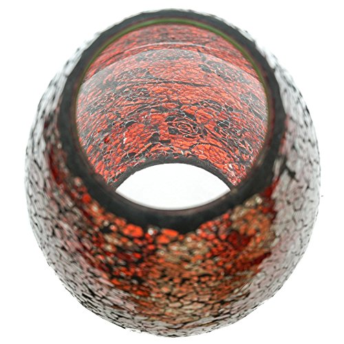 London Boutique Decorative Glittery Sparkled Mosaic Flower Vase gift present (30YG Red Rose)