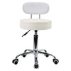 KKTONER PU Leather Rolling Stool with Mid Back Height Adjustable Office Computer Home Drafting Swivel Task Chair with Wheels (White)