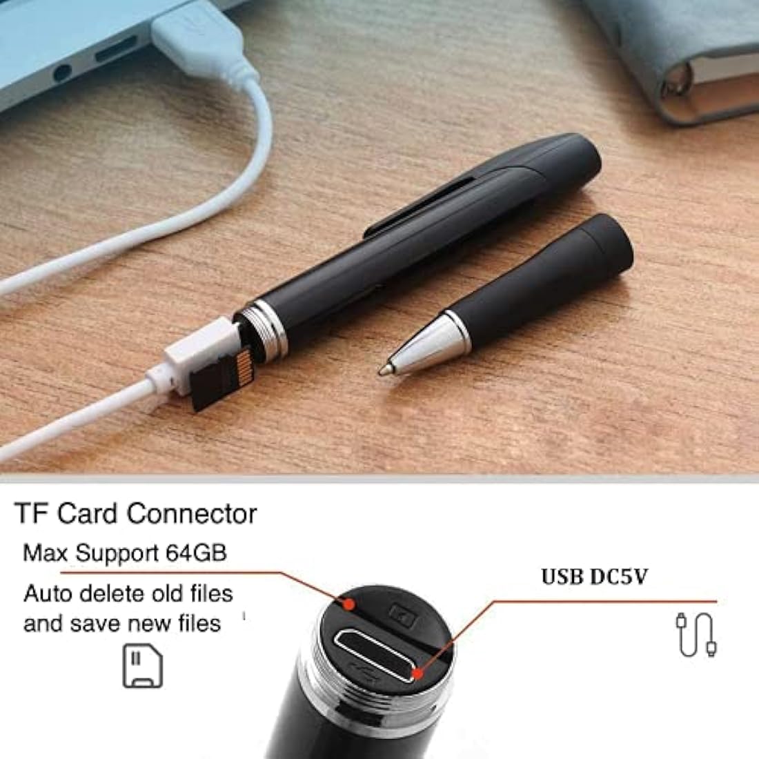 SANPROV Spy Cameras Pen 1080P Hidden Camera Mini Portable Pocket Cam Covert Camera with 32G SD Card Secret with Video Recording Photo Taking for Home Business Indoor