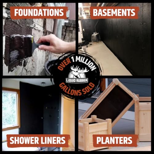 Liquid Rubber Basement and Foundation Repair Sealant - Waterproof Concrete Sealer & Crack Filler - Flexible Coating for Indoor & Outdoor Use - Waterproofing Paint - Black, 3.78 Litres