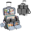 CURMIO Rolling Scrapbook Tote with Padded Laptop Sleeve, Wheeled Scrapbook Supplies Storage Bag with Detachable Trolley and Bottom Wooden Board, Rolling Craft Bag for Scrapbooking Supplies, Grey