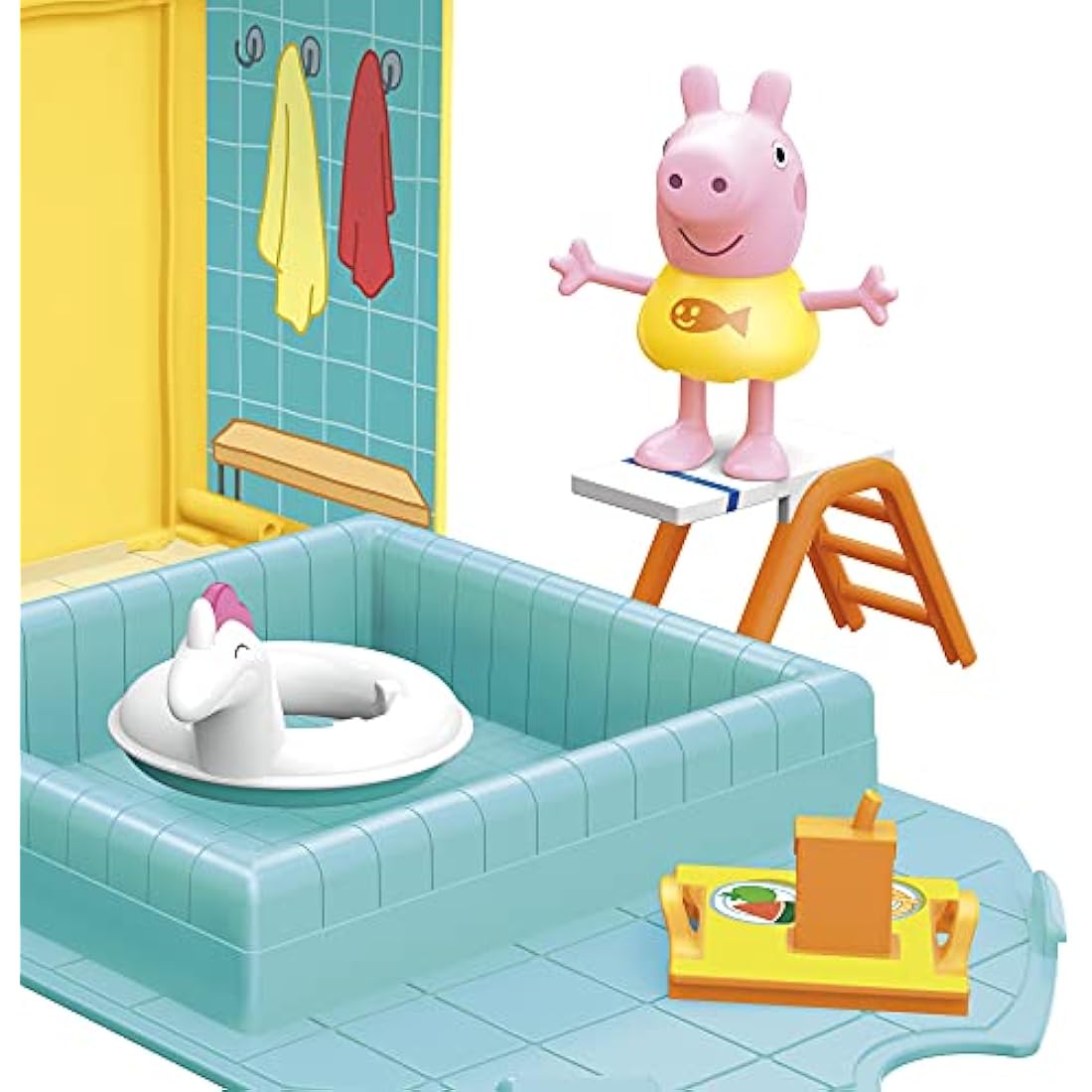 Peppa Pig Peppa’s Adventures Peppa’s Swimming Pool Fun Playset Preschool Toy, Includes 1 Figure and 4 Accessories, F2194