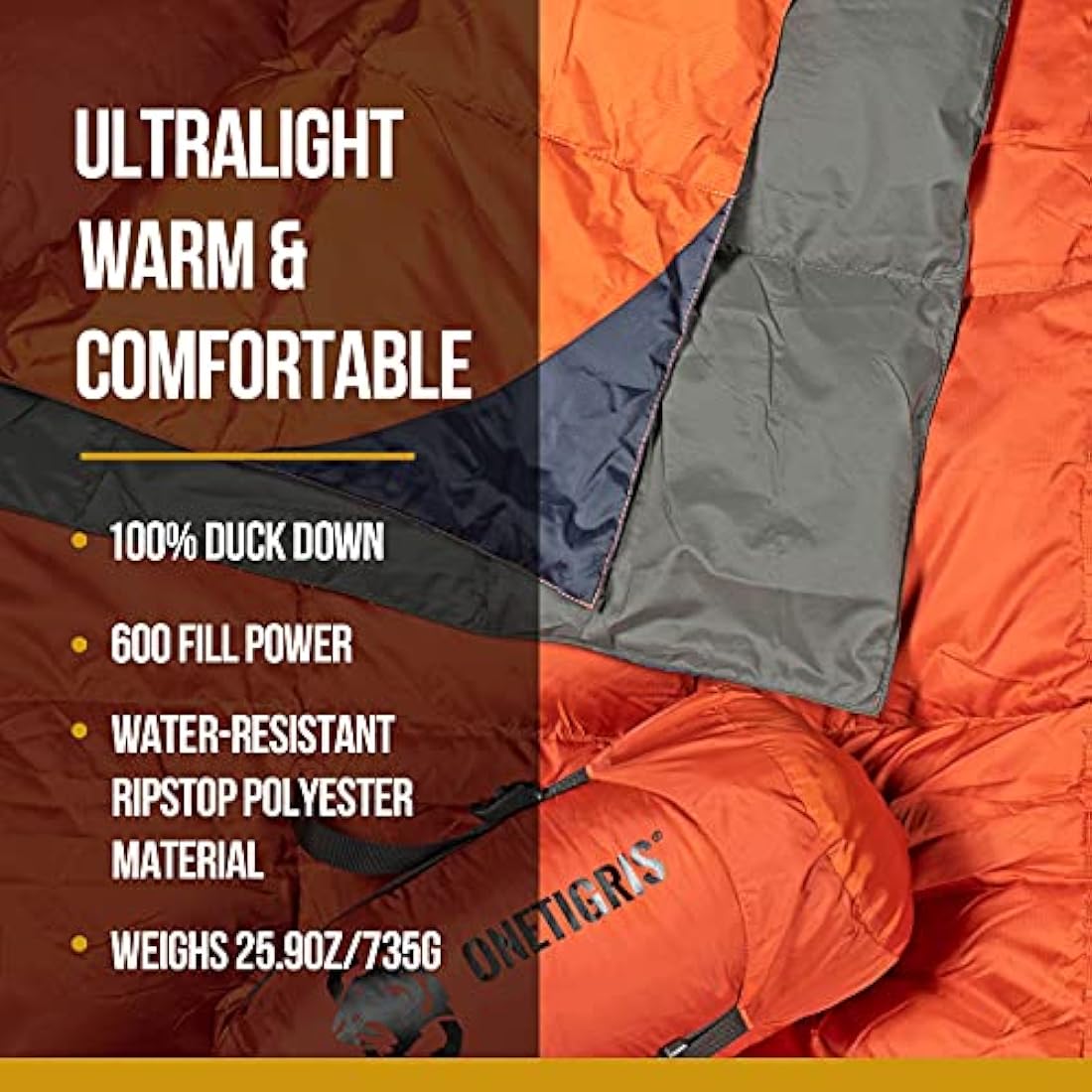 OneTigris Down Camping Blanket for Cold Weather Packable Puffy Backpacking Lightweight Quilt Hiking Gardening Travel Beach Picnic