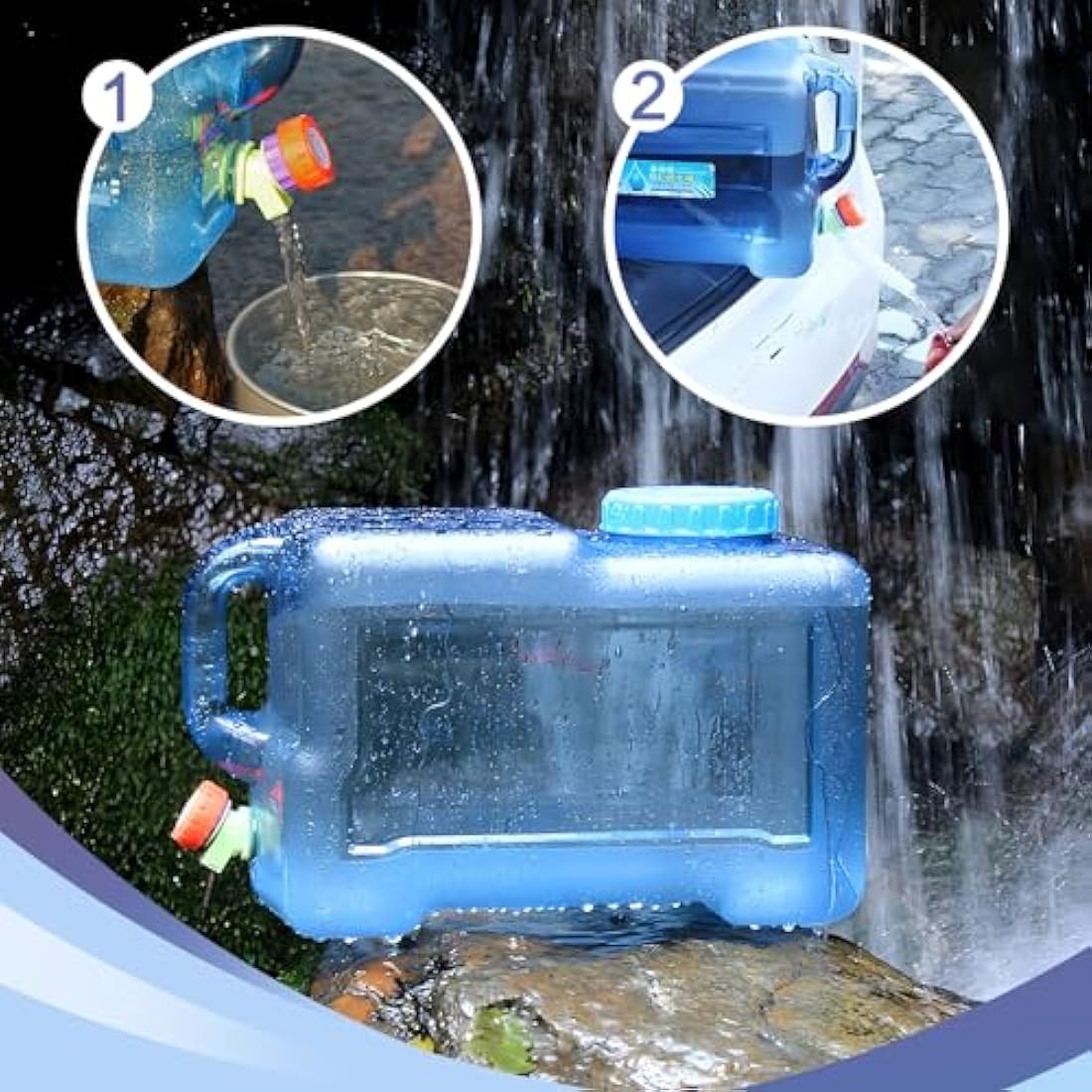 TIHOOK Water Container with Tap, Portable Camping Water Container, BPA-Free Drink Water Carrier, Easy Clean Water Tank, for Home, Camping Outdoor, Party, Van, RV, School, Emergency