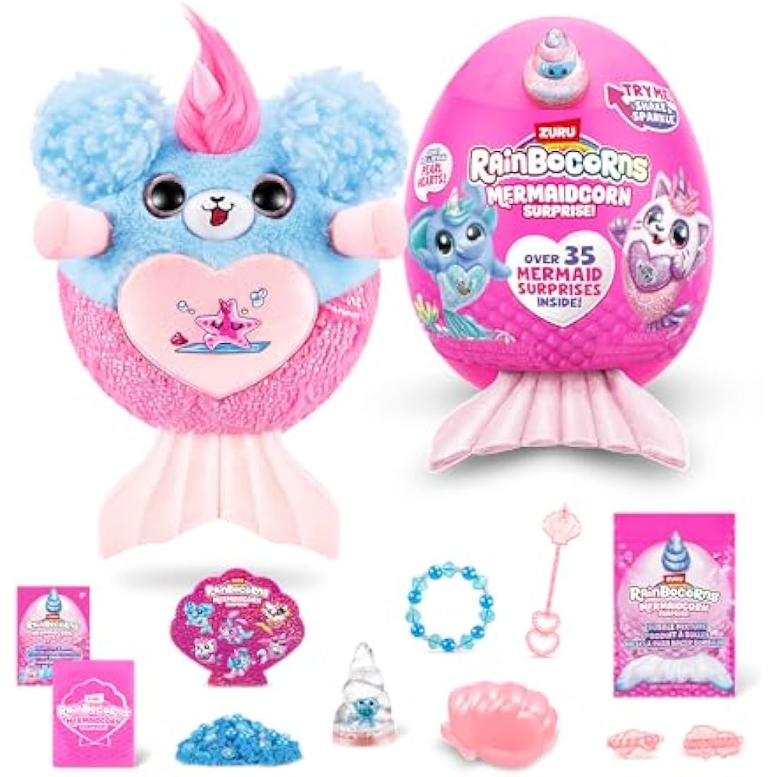 Rainbocorns Mermaidcorn Series 7 Sirena the Puppy - Collectible Plush - Mermaid Surprises, Cuddle Plush Stuffed Animal, Stickers (Puppy)