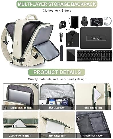 VGCUB Arge Travel Backpack, Unisex Airline Approved Gym Backpack with Laptop Compartment, 40L, Nylon, Water Resistant, Solid Black