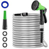 SPECILITE 100ft 304 Stainless Steel Garden Hose, Heavy Duty Flexible Metal Water Pipe with 2 Nozzles for Yard, Outdoor,No Kink and Tangle,Puncture Resistant