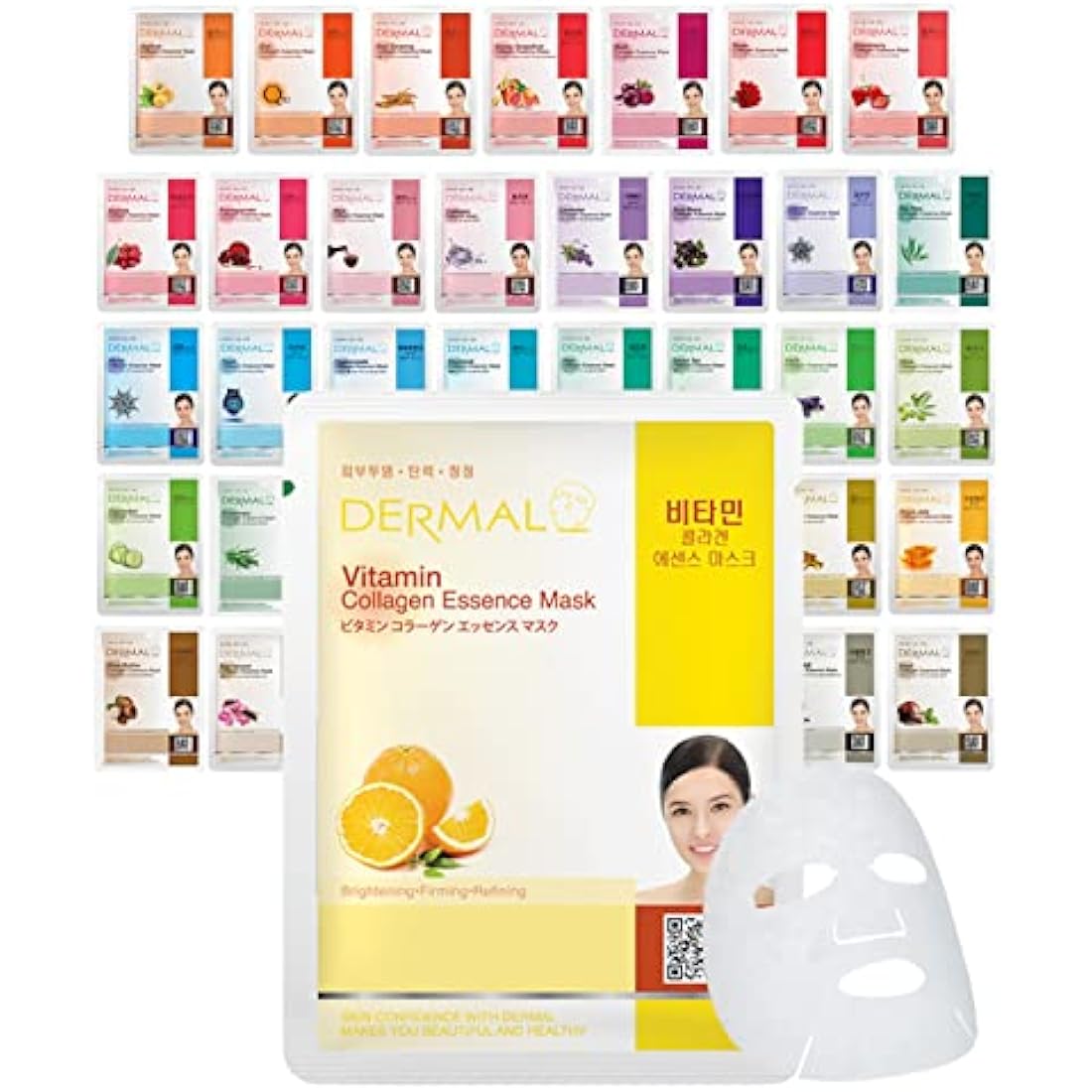 DERMAL 39 Combo Pack Collagen Essence Full Face Facial Mask Sheet - The Ultimate Supreme Collection for Every Skin Condition Day to Day Skin Concerns. Nature made Freshly packed Korean Face Mask