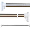 Extendable Shower Curtain Rod No Drilling Telescopic Curtain Poles Wardrobe Clothes Rail Stainless Steel 210-260CM Silver Adjustable Spring Tension