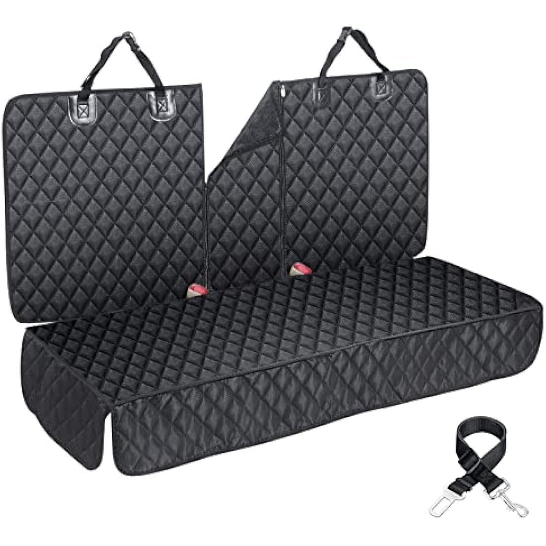 ANOSOSPECIAL Dog Car Seat Cover for Back Seat Cover for Kids ISOFIX with Dog Seat Belt Non Stick Fur Car Seat Protector for Dogs Nonslip Water Proof Durable for Truck SUV（Black ISOFIX-Large）