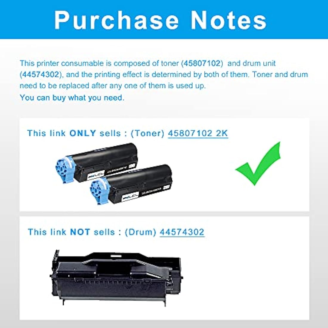 LCL Compatible Toner Cartridge B412dn B432dn B512DN 45807102 (2 Black) Replacement for OKI B412dn B432dn B512 B512dn MB472w MB472dnw MB492 MB492dn MB562w MB562dnw