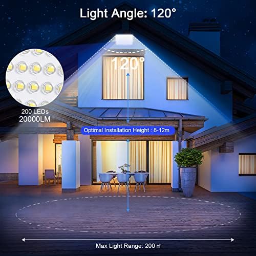YIQIBRO 200W LED Floodlight Outdoor 2 Pack, IP67 Waterproof Outside Security Lights, 20000LM 7000K Cool White LED Floods Light Outdoor Spotlight for Garden, Garage, Warehouse, Workshop, Factory