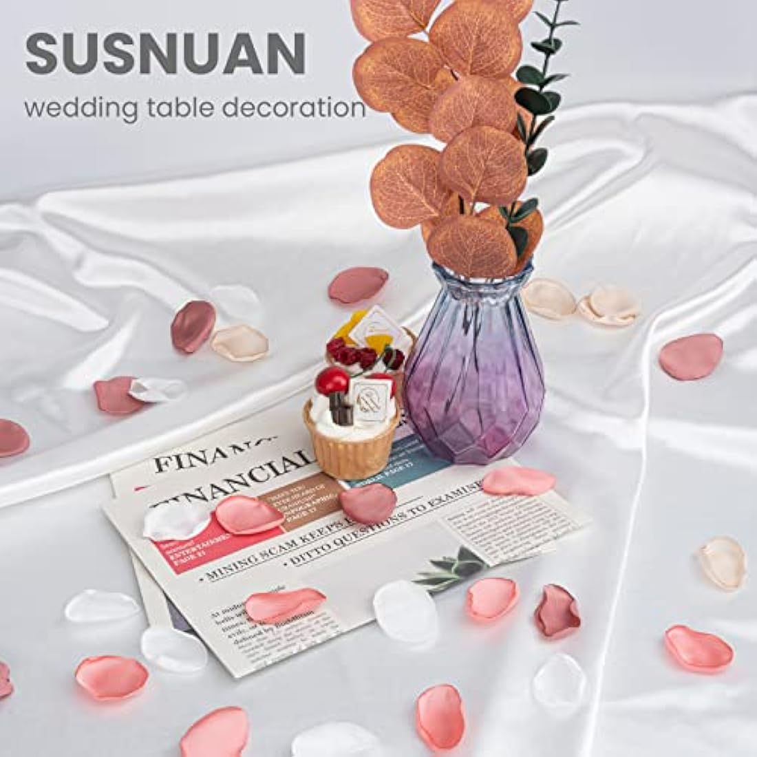 SUSNUAN 200Pcs Silk Rose Petals Artificial Flower Petals for Wedding Decor, Flower Girl Scatter Petals for Aisle Table Centerpieces Reception Proposal Party Romantic Night Decoration