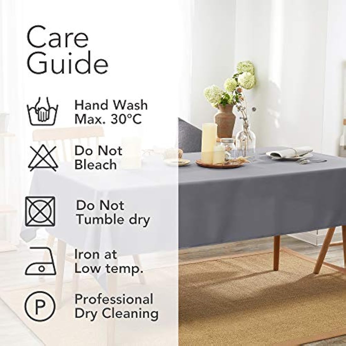 Deconovo Home Decorative Oxford Fabric Water Resistant Tablecloths Rectangular Tablecloth Wipe Clean Tablecloth for Garden Table 59x118in(150x300cm)