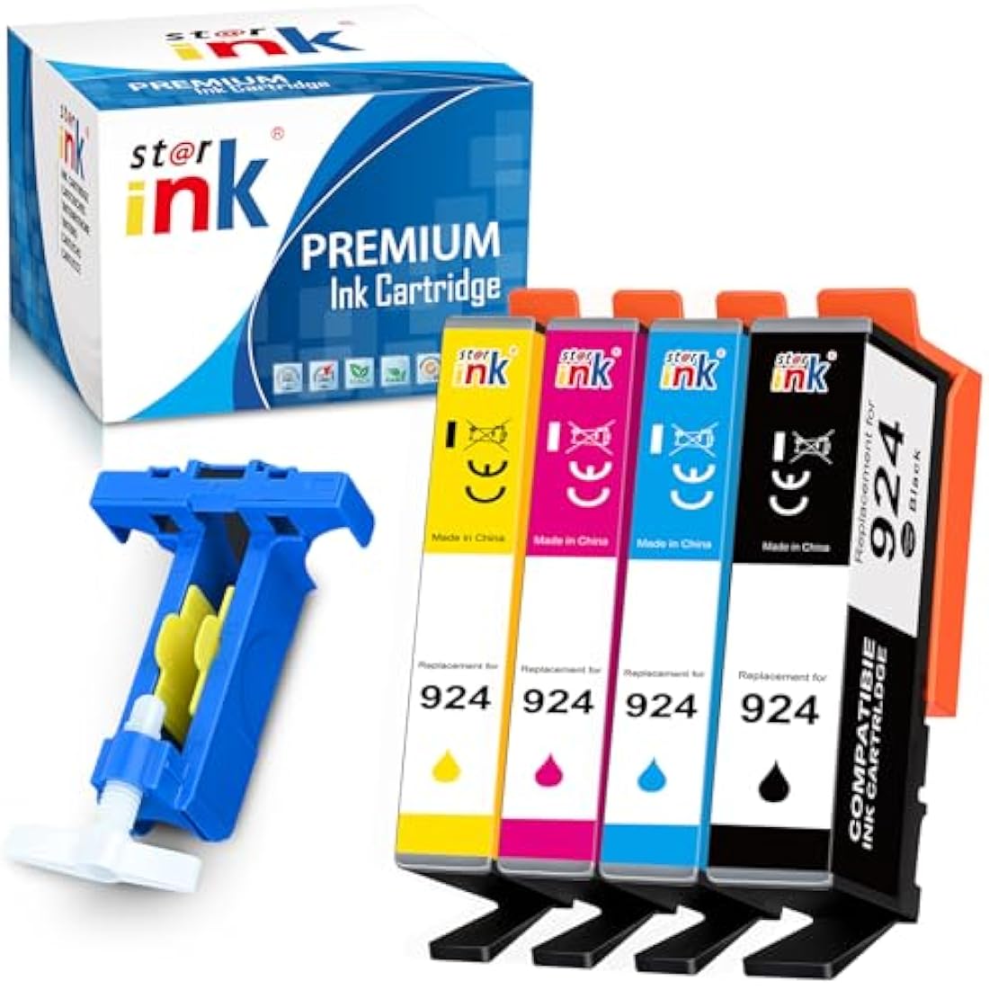 starink 924 Ink Cartridges Replacement for HP 924 for HP OfficeJet Pro 8120e OfficeJet Pro8122e 8124e 8125e 8132e 8134e 8135e 8130e 8138e 8139e All-in-One(No Chip, Black Cyan Yellow Magenta)