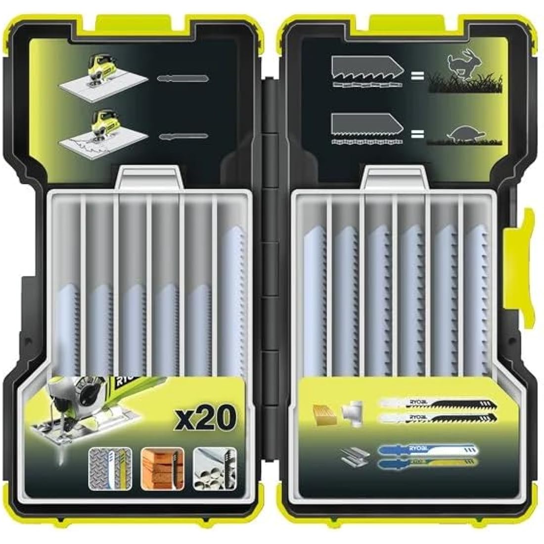 Ryobi RAK20JB Jigsaw Blade Set for T-Shank Jigsaws, 20 Piece