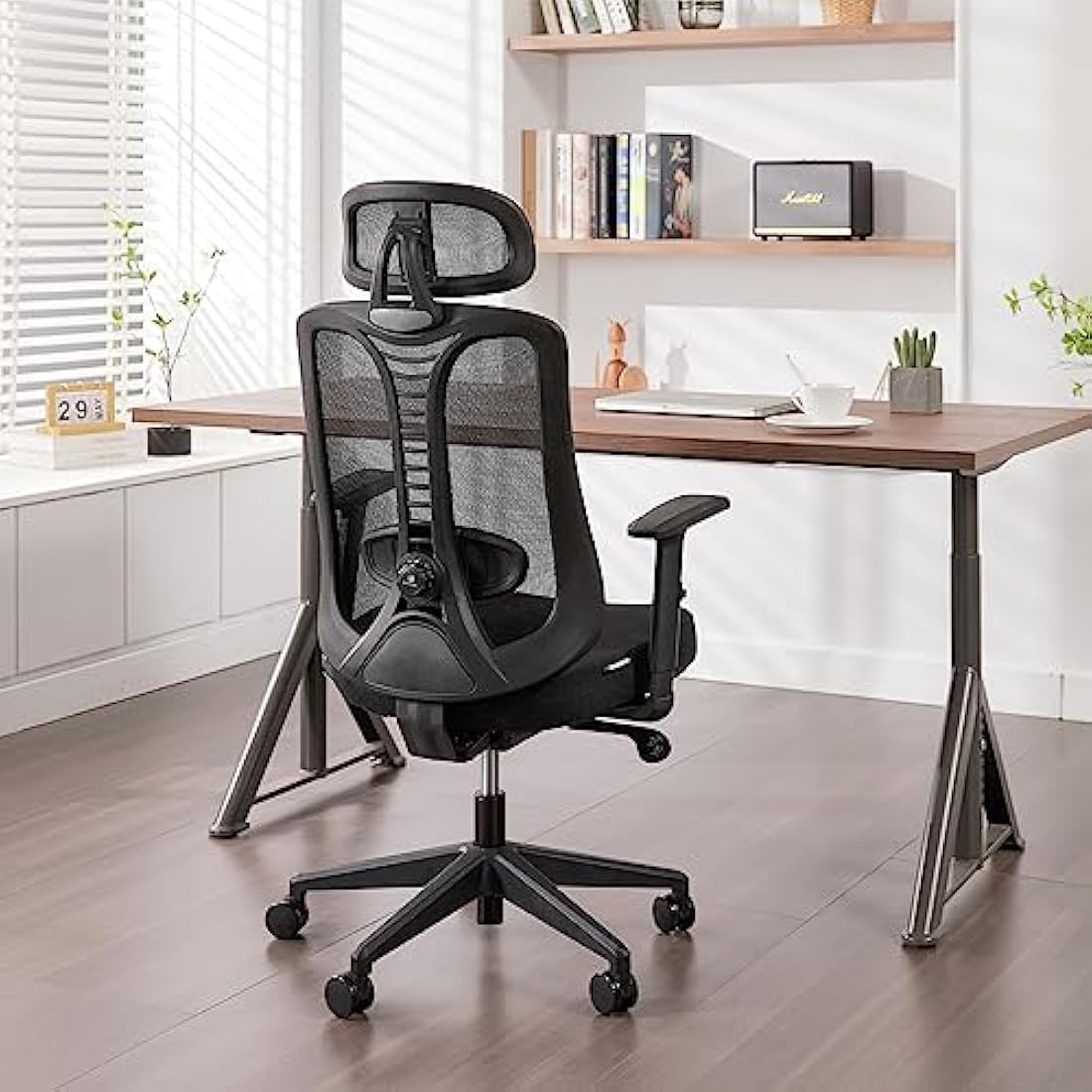 Magic Life Ergonomic Office Chair, Adjustable Home Desk Chair,Adjustable Lumbar Support with Thickened Cushion,3D Headrest & Comfortable Armrest Computer Chair