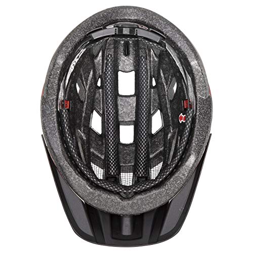 uvex i-vo cc - Lightweight All-Round Bike Helmet for Men & Women - Individual Fit - Upgradeable with an LED Light - Red Black - 52-57 cm