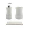 MSV Bathroom Accessories Palma Ceramic Soap Dispenser/Soap Dish/Toothbrush Tumbler Set of 3 White