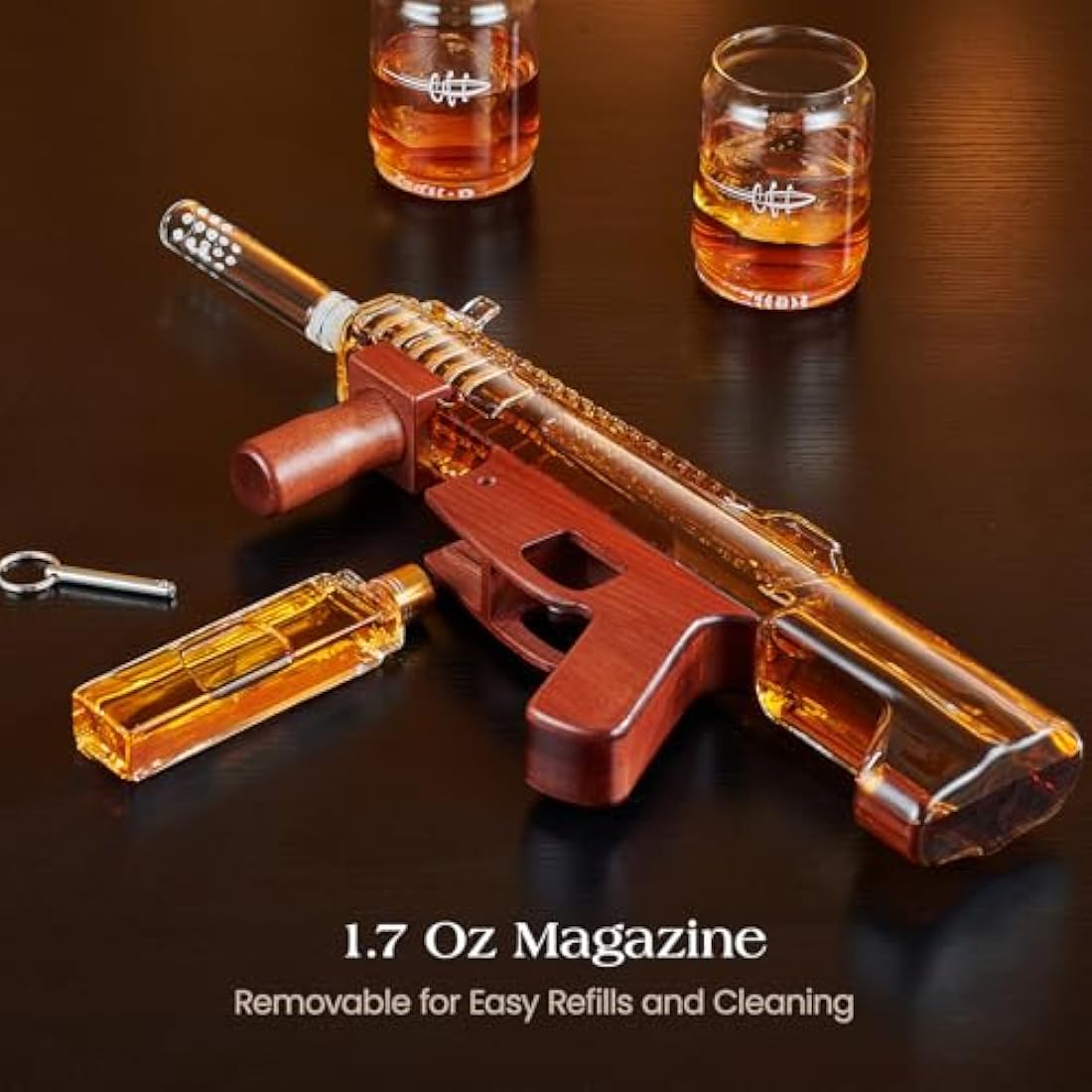 Gifts for Men Dad, Kollea Gun Whiskey Decanter Set-Limited Edition, Liquor Decanter with Bullet Shot Glass, Cool Anniversary Birthday Gift for Him Husband, Military Present for Home Bar Drinking